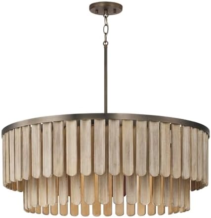 Capital Lighting 355661DR Jada Modern Handcrafted Mango Wood Pendant Ceiling Light, 6-Light 360 Total Watts, 11" H x 30" W, Dark Brass