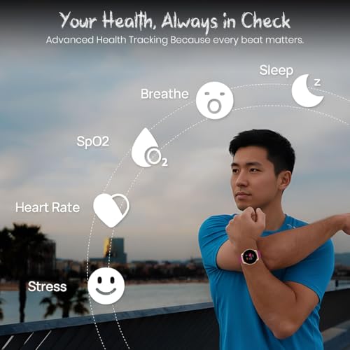 Image of PunnkFunnk Active 2 Smartwatch with 1.39 inch HD Round Display, Bluetooth Calling, Heart Rate & SPO₂ Monitor, 100+ Sports Modes, IP67, Long Battery Life for Men & Women (Maroon)