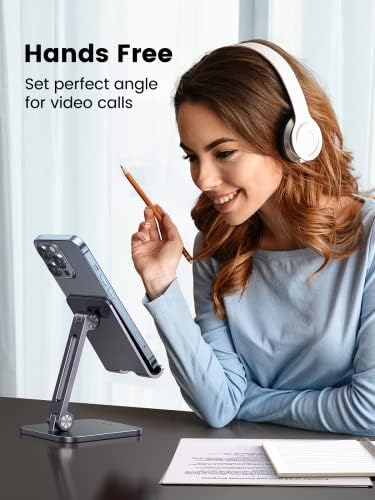 UGREEN Phone Stand Aluminum Foldable Mobile Phone Holder Adjustable Tablet Mount Compatible with iPhone 13 Pro Max 12 11 XR SE 8, Galaxy S21 S9 S8, Huawei P30 Pro P20, Redmi Note 10