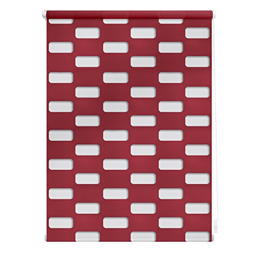 Lichtblick Doppelrollo Klemmfix ohne Bohren, Arena, Blickdicht, Klemmträger-Montage, Sichtschutz, Wandmongtage, Deckenmontage, für Fenster Bordeaux, 110 cm x 150 cm (B x L)