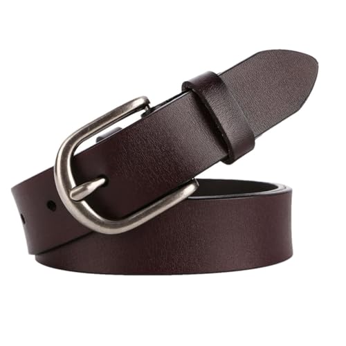 Women’S Cowskin Leather Belt With Metal Pin Buckle Classic Casual Waistband For Jeans And Pants