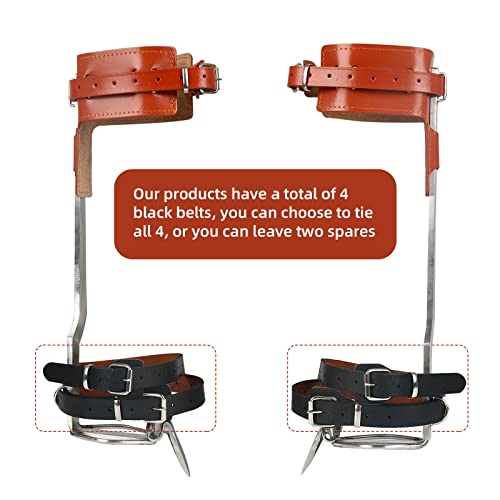 Wmlbk Tree Climbing Spikes With Protective Belt Tree Climbing 2 Gear Stainless Steel Climbing Steps Cow Leather Straps With Non-Slip Pedal For Climbers, Logging, Hunting Observation, Fruit Picking #TOP7