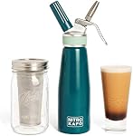 NITRO KAFO 1L Nitro Coffee Maker, Aluminum Cold Nitro Coffee Maker with Special Nitro Diffuser Nozzle and Cold Brew Coffee Machine with Cold Brew Mason Jar, 1 Litre