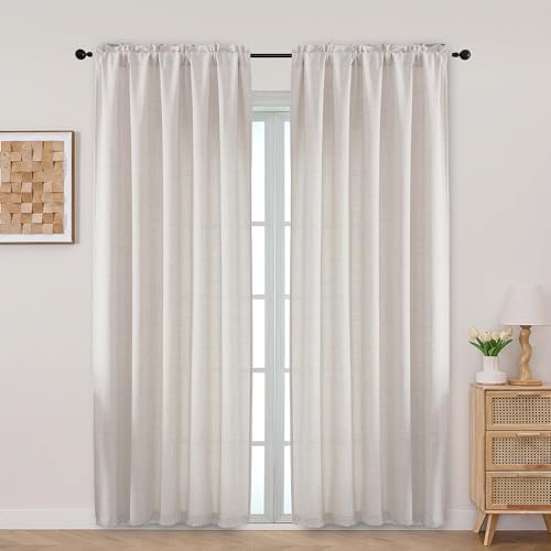 Aiyufeng Natural Curtains for Bedroom 84 Inch Length 2 Panel