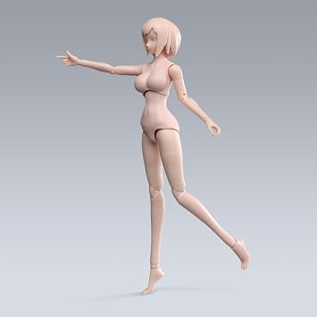 1/12 Scale Female Action Figure Body, 6 inches Flexible Ball Joint Female Action Figure Girl Doll Model with Head Sculpt & Detachable Hands & Feet Shapes & Holder Accessories (Big Bust)