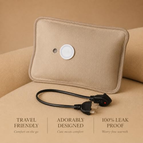 Image of HelloBear Electric Heat Bag | 1-Year Warranty | Beige brown | • Period Cramp Relief • Fast Heating • Warmth Up to 4 Hours • Auto Shut-Off • Leak Proof • Portable • Home, Office & Travel
