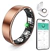 Free Shark Smart Ring with Sleep Monitoring, Step Counting, Heart Rate, Blood Oxygen for iOS and Android, No Subscription Fee, IP68 Waterproof Health Tracker (Rose Gold, 8)