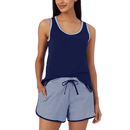 Carole Hochman Women's 4 Piece Pajama Set - Tank Top, Short Sleeve Top, Short, And Capri Pant (Blue-Tie Dye, Xl) #TOP3