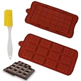 Molde para tableta de chocolate, 2 moldes pequeños de chocolate de silicona, con 1 raspador mini molde de fondant perfumado, 2 modelos molde bandeja para galletas y mantequilla, caramelo, decoración