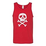 Captain Harlock Skull and Crossbones Vinatge Distressed Space Pirate Cult Classic Tank Top Medium Red