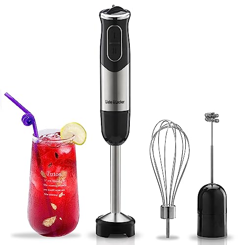 Liebe&Lecker 500 Watt Immersion Blender, Electric Hand Blender 9-Speed with Turbo Mode, Portable Stick Blender with Whisk, Milk Frother Attachments, Stainless-Steel Blades for Baby Food, Smoothies, Soup. Liebe&Lecker 500 Watt Immersion Blender, Electric Hand Blender 9-Speed with Turbo Mode, Portable Stick Blender with Whisk, Milk Frother Attachments, Stainless-Steel Blades for Baby Food, Smoothies, Soup.