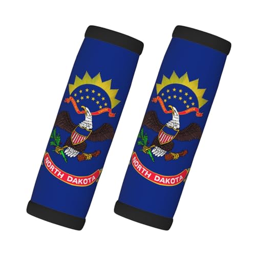 2 Pcs Luggage Handle Wraps, North Dakota State Flag Print Grip Handle Cover/Travel Bag Identifier for Suitcase Accessories