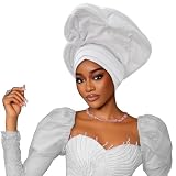 Traditional African Head Wrap, Auto Gele Style, Wedding Party Head Ties for Women, Church Ceremony Headwear...