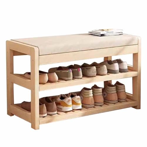 Banc-étagère à chaussures durable bambou structure renforcée