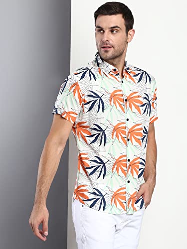 Image of Dennis Lingo Men's Floral Slim Fit Rayon Casual Shirt with Spread Collar & Half Sleeves