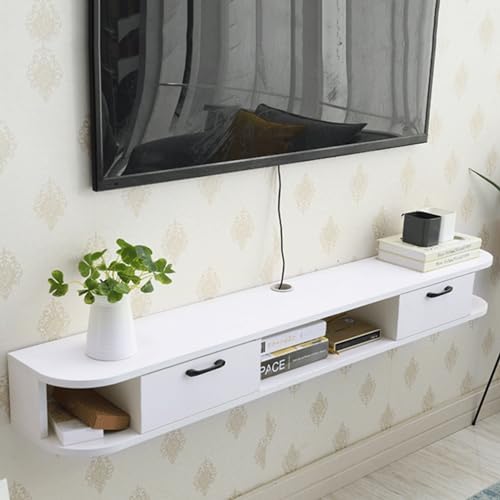 Meuble TV flottant gris de 170 cm avec grand rangement pour salon moderne