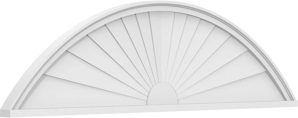 60"W x 16"H x 2"P Segment Arch Sunburst Architectural Grade PVC Pediment