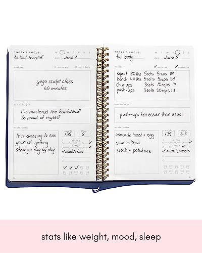 Kunitsa Co. Fitness Journal for Women - Track Workouts, Meals, and Weight Loss, Undated, Fits 120 Workouts, Dusty Blue, 6 x 8.5 Inches - Image 6