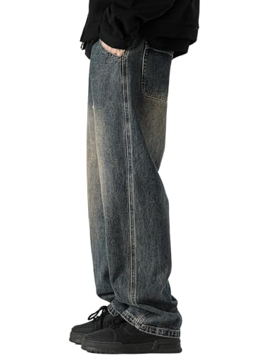 Men's Regular Fit Straight Leg Jeans Casual Drawstring Elastic Waist Denim Pants Lightweight Denim Trouser4