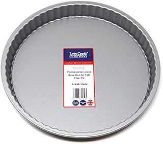 Lets Cook Cookware Professional 9 Inch Quiche Tart Flan Tin, Loose Base, 23cm, British Made with Double Coated Performance Non Stick