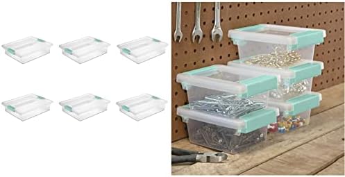 Sterilite 19638606 Large Clip Box, Clear with Blue Aquarium Latches, 6-Pack & 19698606 Mini Clip Box, Clear with Blue Aquarium Latches, 6-Pack
