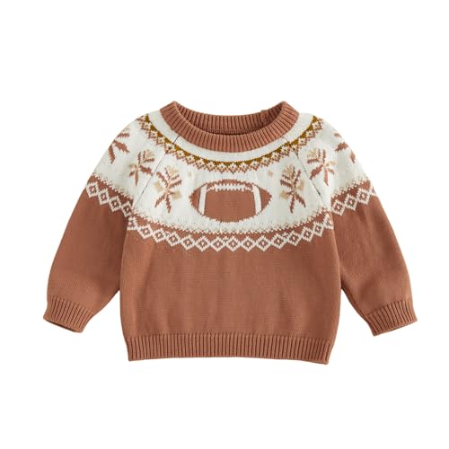 Emmababy - Emmababy Baby Football Sweater - Oversized Knit Pullover Sweatshirt for Toddler Girls & Boys, Infant Fall Clothes, Brown, 18-24 Months - Best Deal on Amazon