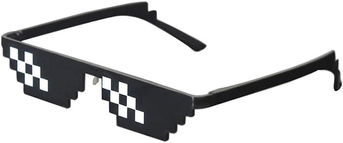 RAINISO 2pcs Thug Life Sunglasses Pixelated Mosaic Glasses Party Glasses, Cool Mischievous Decoration for Men Women