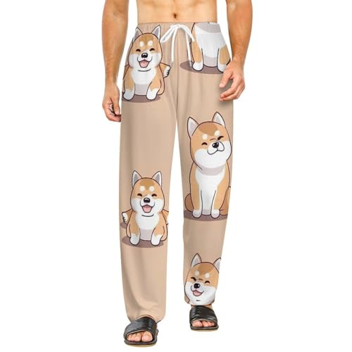Cartoon Shiba Inu Dog Soft Pajama Pants Casual Lounge Pants Joggers Pj Bottoms with Pockets for Men Women