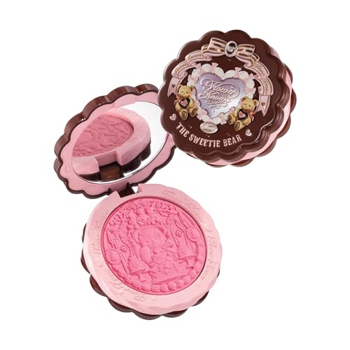 Rubor en polvo rosa melocotón brillante de The Sweetie Bear Collection Flower Know, tono Silk Satin, para mejillas, maquillaje facial modulable y difuminable, suave y duradero (Berry Parfait)