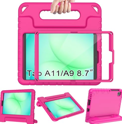 BMOUO Kids Case for Samsung Galaxy Tab A11 8.7' 2025, Galaxy A9 8.7' 2023 / A7 Lite 2021 Case - with Screen Protector, Shockproof Lightweight Samsung Galaxy Tab A11/A9/A7 Lite Case 8.7 Inch, Rose
