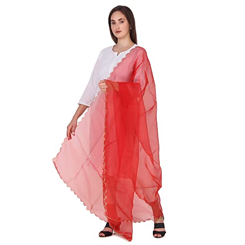 Traditions Bazaar Women's Organza Fabric Cut-Work Border Dupatta