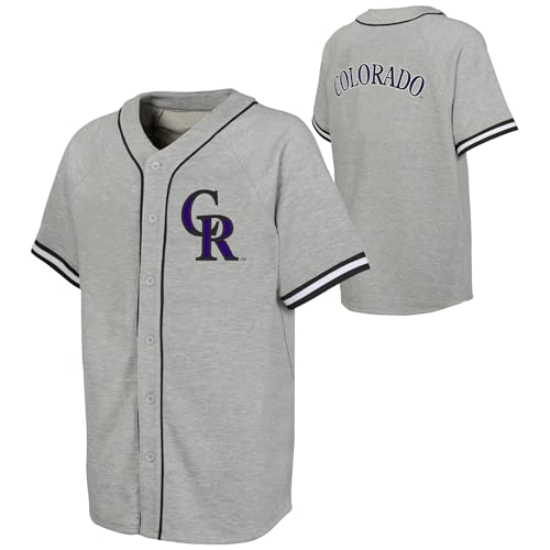 MLB Kids Youth 8-20 Officially Licensed Gray Heritage Classic Team Logo Baseball Jersey - Colorado Rockies - X-Large 18/20