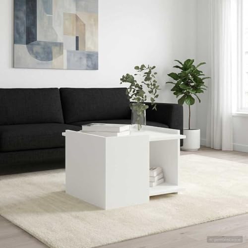 Table Basse Blanc avec Rangement Intégré Console Moderne Facile à Entretenir - 5
