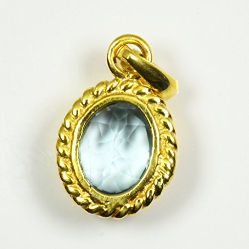 Pendentif topaze bleue ovale et or Panchdhatu 3 carats de haute joaillerie