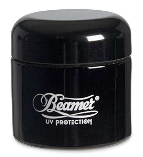 Beamer Smoke 120 ml Black UV Protection Airtight and Smell Proof Glass Jar with 2 lids, Outer lid and Inner lid. Protects from Ultraviolet Light Essential Oils, Tobacco, Herbs Spices Makeup Stash Jar