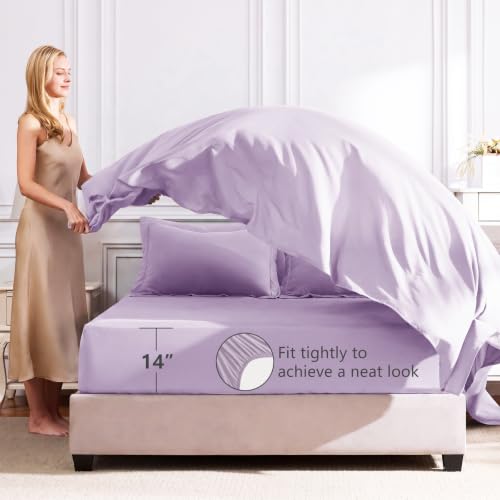 Image of CozyLux Queen Comforter Set Light Purple - Bed in a Bag Queen Size 7 Pieces, Luxury Soft Lavender Bed Set for All Seasons, Bedding Set with Down Alternative Comforter, Sheets, Pillowcases & Shams