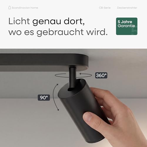 Scandinavian home Deckenstrahler 3-flammig - GU10 Deckenlampe Küche 360° Schwenkbar, Blendfrei, Flach - Flurlampe Decke, Küchenlampe, Spots Deckenleuchte Küche Lampen - Matt Schwarz, Ohne Leuchtmittel