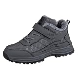 Generisch Zapatos de invierno para hombre y mujer, botas de invierno forradas cálidas, botas de nieve para exteriores, impermeables, antideslizantes, para senderismo, trekking, senderismo, gris, 40.5