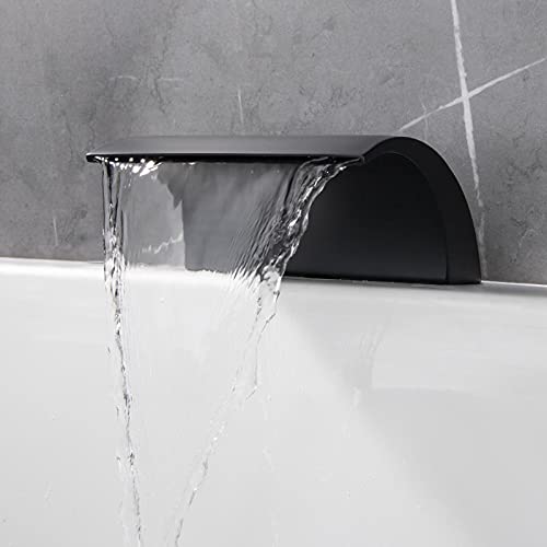 Waterfall Roman Tub Faucet Matte Black Three Holes Single Handle With Tub Filler With Hand Shower High Flow #TOP4