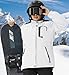 KEFITEVD Skijacke Damen Winddicht Warm Funktionsjacke mit Zip Taschen Fleece Thermojacke Warm Softshelljacke für Snowboarden Weiß L
