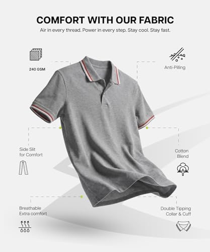 Image of AWG ALL WEATHER GEAR Cotton Polo T-Shirt | Half Sleeve Plain-Regular Fit | Soft Breathable Solid Tee | Collar Tshirts | Casual & Office Wear | Comfortable Everyday Cotton Polo | Mens Tshirts
