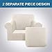 H.VERSAILTEX Stretch Armchair Slipcover 2 Piece T Cushion Chair Covers for Living Room Furniture Cover Suit for Box Cushion, Spandex Jacquard Fabric Small Checks(Armchair-Oversized, Ivory)