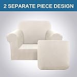 H.VERSAILTEX Stretch Slip Covers for Armchairs Chair Slipcovers for Living Room Armchair Furniture Cover Suit for T Cushion/Box Cushion, Spandex Jacquard Fabric Small Checks(Armchair-Standard, Ivory) - Image 4