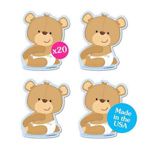Big Dot of Happiness Baby Boy Teddy Bear - Decorations DIY Baby Shower Party Essentials - Set of 20