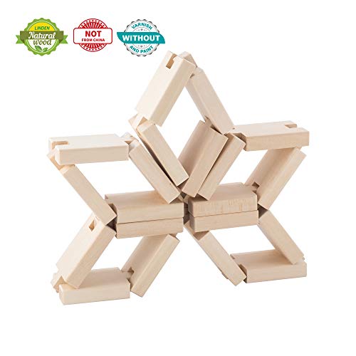 KUBI DUBI Essential Toys Wooden Blocks for Toddlers. Early Kids Interconnecting Blocks Made Mostly by Hand Not in China.