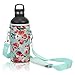 Neoprene Water Bottle Holder Bag Pouch Cover, Insulated Water Bottle Carrier (32 oz / 1-1.5L) w/Adjustable Shoulder Strap by MEK (Teal & Pattern, 1 Pack)