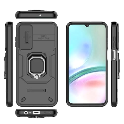 Image of SHINESTAR Tough Armor Samsung Galaxy A15 5G Bumper Back Case Cover | Ring Holder & Sliding Camera Shield Cover | 360 Degree Protection Back Case Cover for Samsung Galaxy A15 5G (Black)