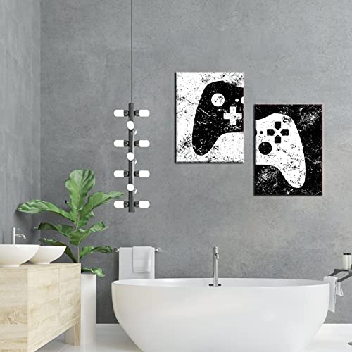 Video Game Wall Art Gaming Poster Black And White Pictures Gaming Wall Art Game Room Painting Game Controller Wall Art Boy Room Wall Decor Video Game Canvas For Playroom 12X16 Inch Set Of 2 Frameless #TOP4