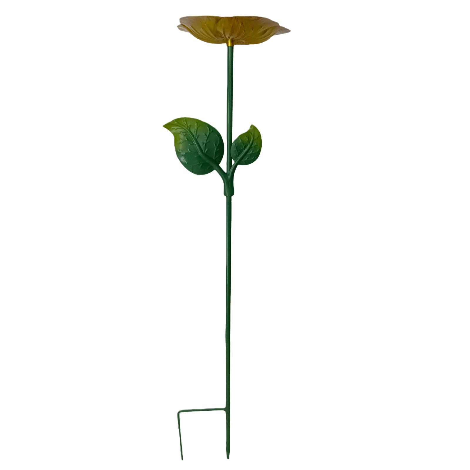 Garden Bee Watering Station with Metal Stake Metal Flower Bee Bath Bowl Weather Resist Insect Pollinator Watering Station for Attracts Bees & Butterflies (Yellow)
