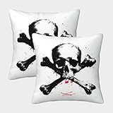 NGGADIWEG Impreso En 3D Cráneo de Heavy Metal Fundas Cojines Cojines Decorativos Cuadrado Almohada De 2 Fundas ExteriorFundas De Almohada para Patio Balcón Jardín Sofá 40x40cm